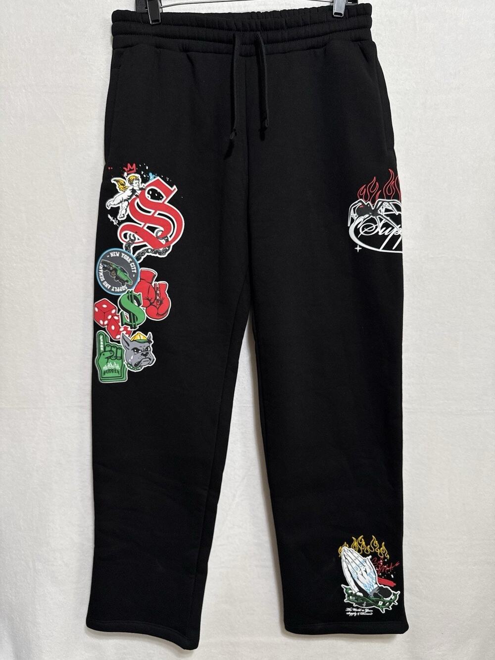 Supply & Demand Men’s Maples Pants Medium Black Jogger Graphic Sweatpants NWT